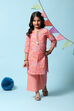 Peach Cotton Straight Printed Kurta image number 6