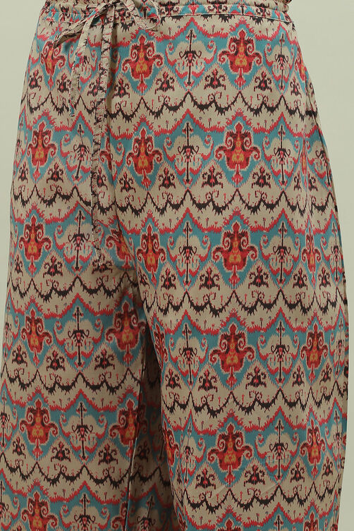 Blue Art Silk Asymmetric Kurta Palazzo Suit Set image number 2