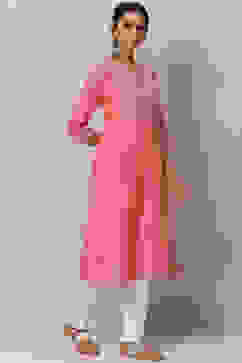 Fuchsia Straight Nylon Viscose Kurta image number 2