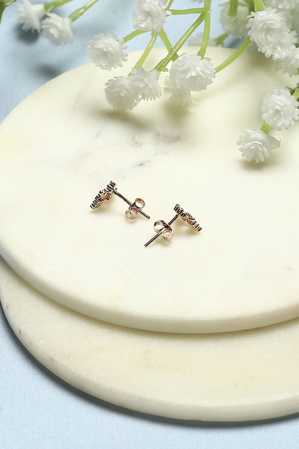 White Rose Gold-Plated Everyday Triangular Studs image number 2