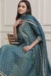 Teal Green Poly Cotton Anarkali Suit Set image number 7