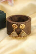 Red Gold Plated Minimal Stone Studded Jhumkas image number 5