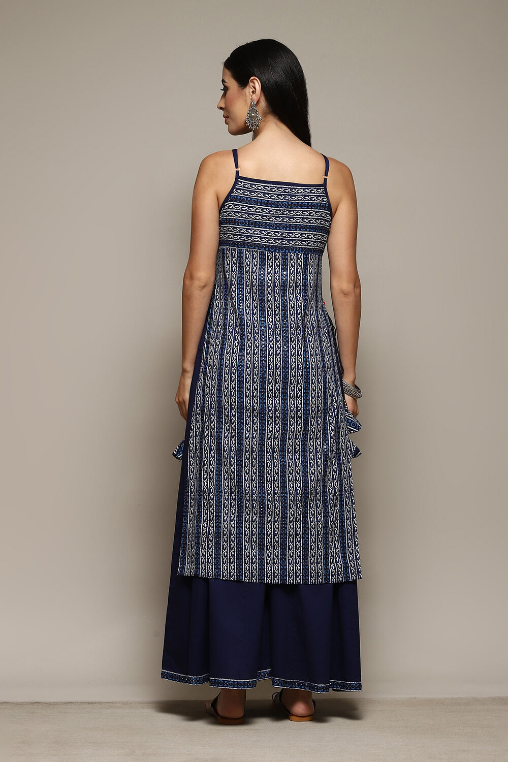 Red Cotton Straight Printed Kurta Sharara Suit Set image number 4