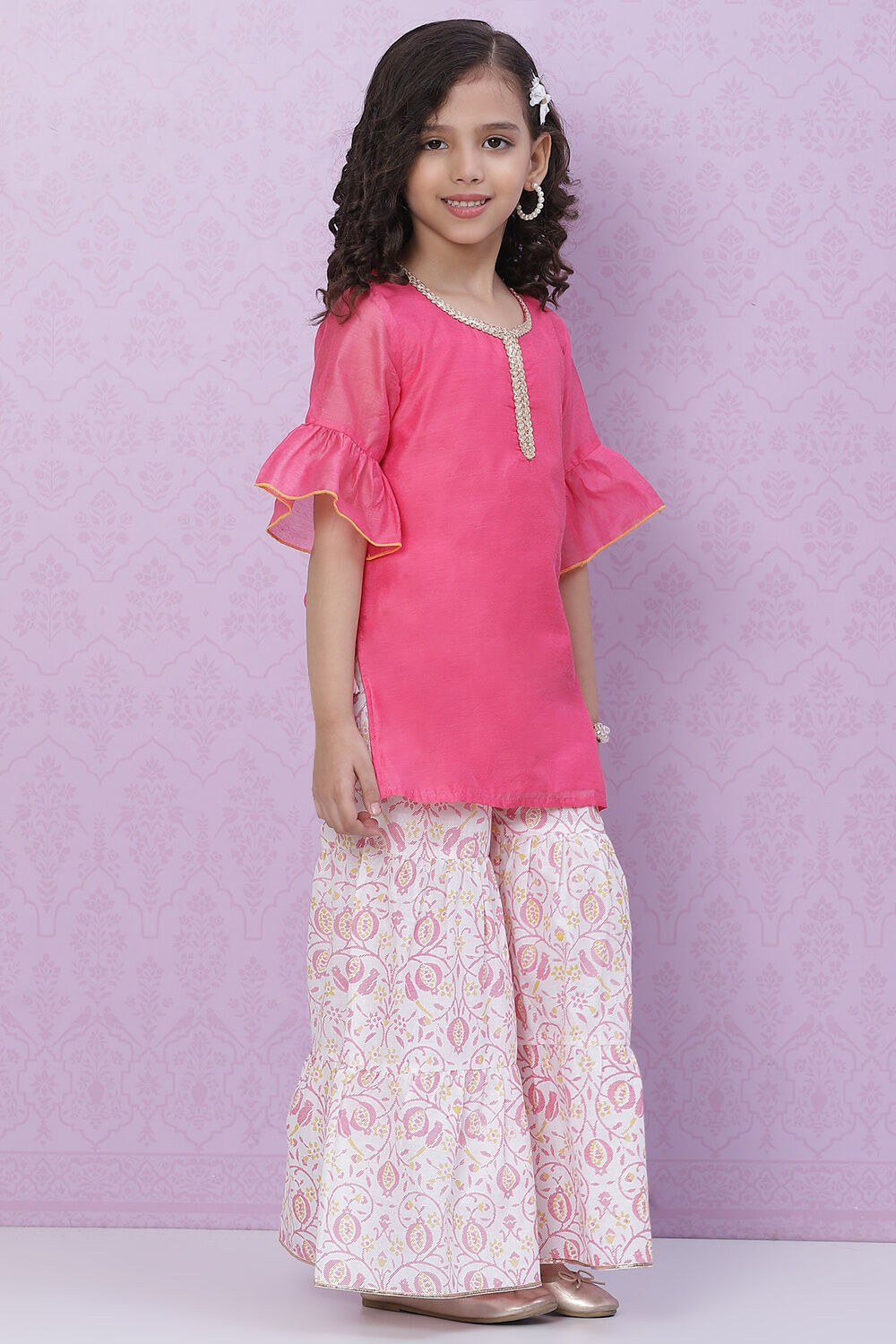 Red Art Silk Straight Top image number 3