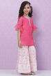 Red Art Silk Straight Top image number 3