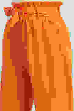 Orange Cotton Solid Regular Pants image number 1