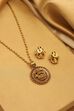Gold Plated Brass Pendant Temple Necklace Set image number 2