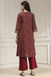 Rust and Blue Cotton Printed A-Line Suit Set image number 4