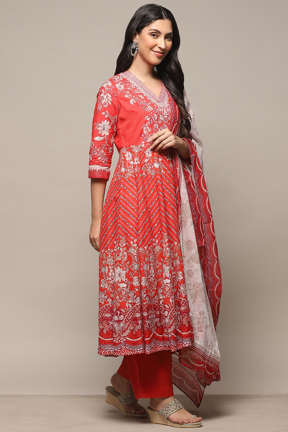 Indigo Cotton Anarkali Suit Set image number 6