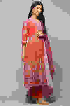 Coral Cotton Anarkali Suit Set image number 6