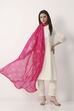 Rani Pink Mul Chanderi Dupatta image number 0