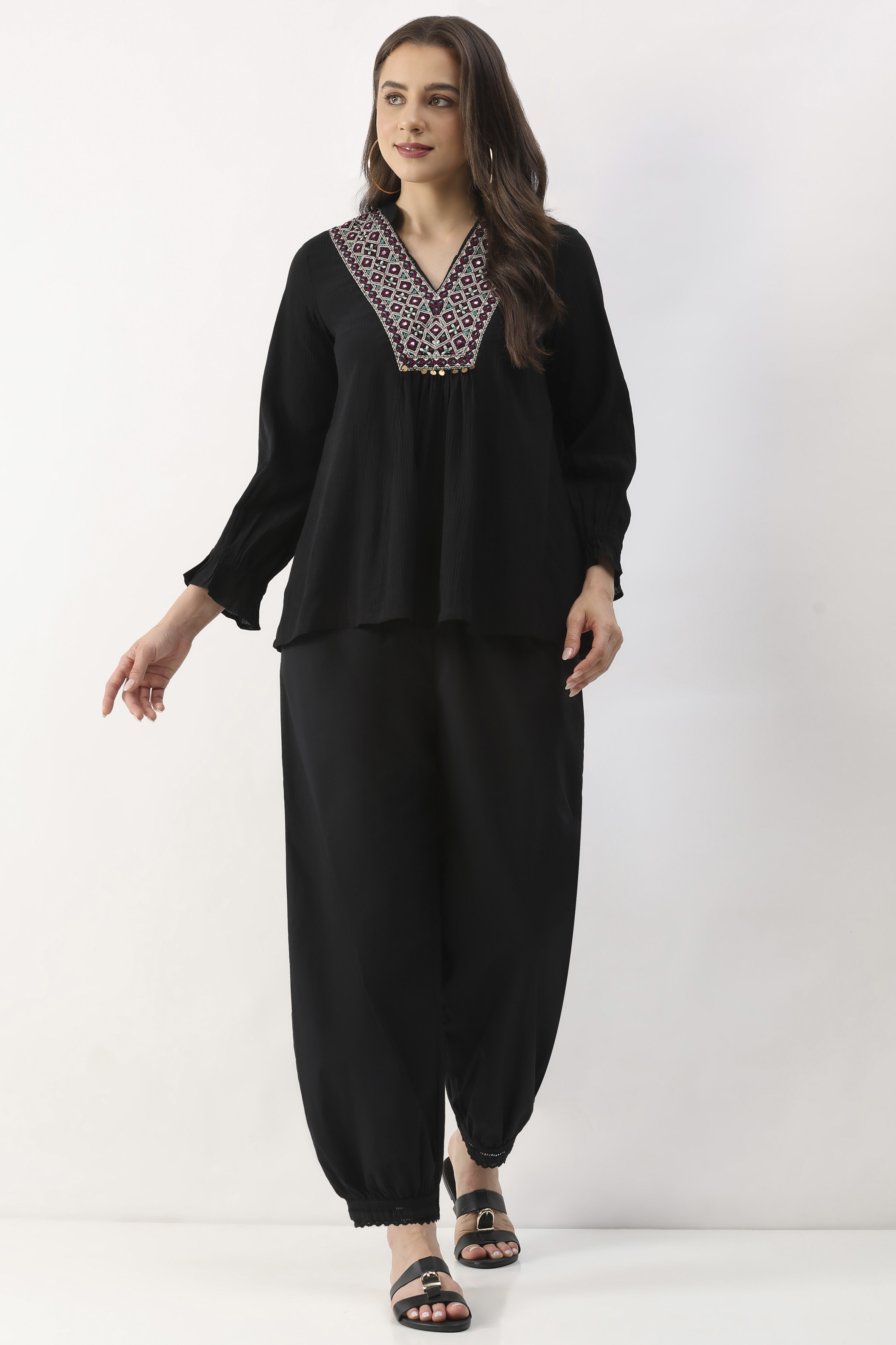Black Cotton Regular Salwar image number 0