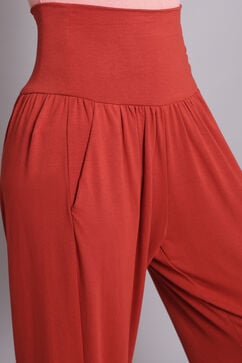 Terracotta Viscose Blend Harem Pants image number 1