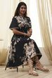 Black Cotton Floral Flared Dress image number 5