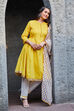 Yellow Cotton Gathered Suit Set image number 5
