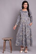 Grey Floral Winter Printed Dress image number 4