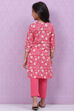 Pink Lycra Straight Kurta Capri Suit Set image number 4