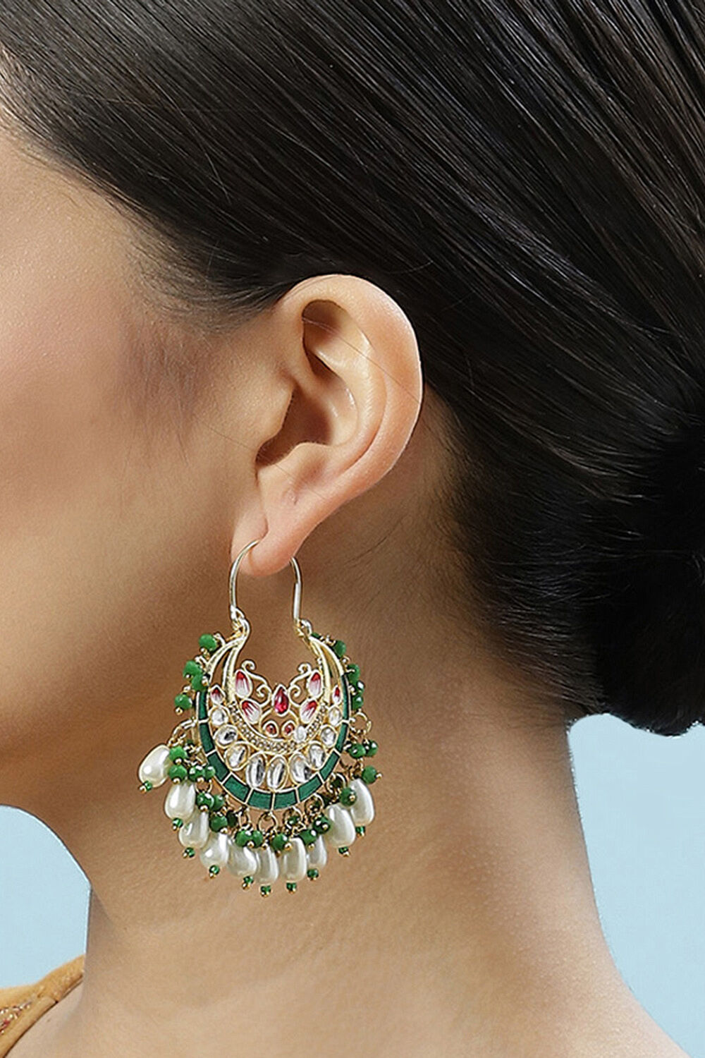 Green Brass Earrings image number 1