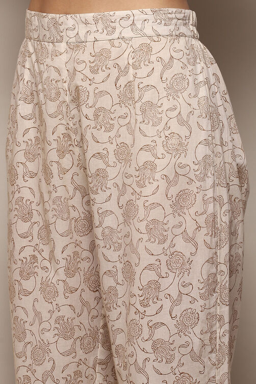 Beige Cotton Machine Embroidered Unstitched Suit Set image number 3