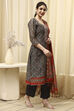 Black Tissue Machine Embroidered Unstitched Suit Set image number 6