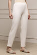 Blue Cotton Lycra Straight Pants image number 3