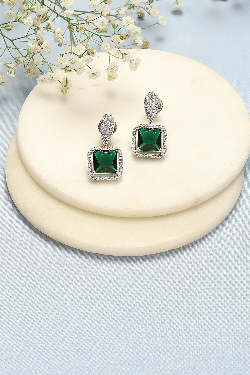 Green Brass Earrings image number 0