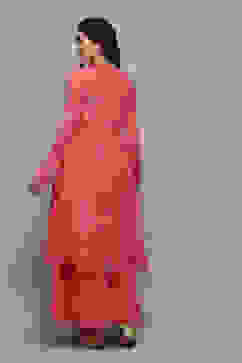 Pink Polyester Gathered Kurta Sharara Suit Set image number 5