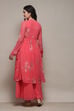 Pink Polyester Gathered Kurta Sharara Suit Set image number 5