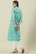 Turquoise Straight Kurta image number 4