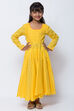 Yellow Cotton Anarkali Kurta Churidar Suit Set image number 4