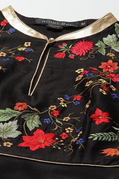 Rohit Bal Black Cotton Silk Anarkali Embroidered Suit Set image number 1