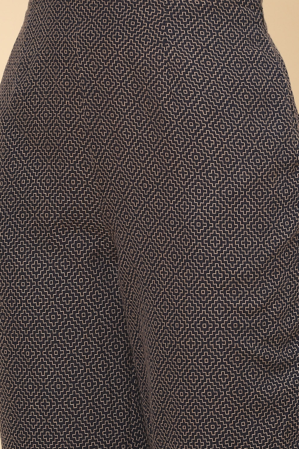 Navy Cotton Straight Fusion Yarndyed Kurta Set image number 2