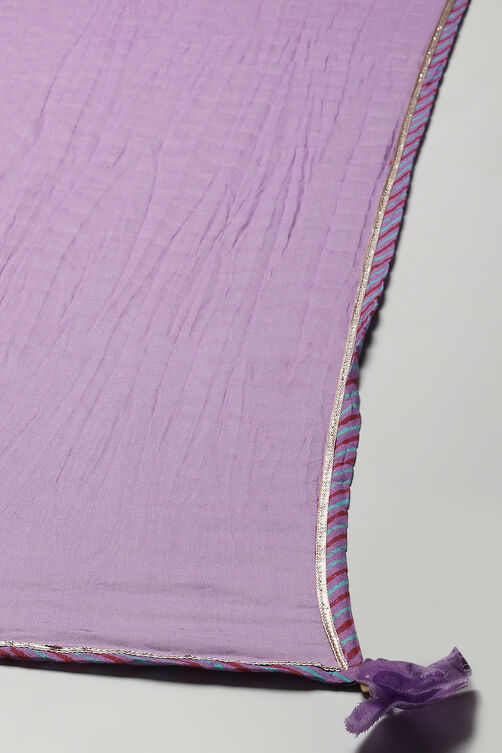 Pink & Purple Cotton Blend Kalidar Kurta Palazzo Suit Set image number 3