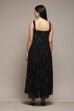 Black Polyester Flared Solid Dress image number 4