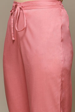 Light Pink Rayon Straight Kurta Pants Suit Set image number 2