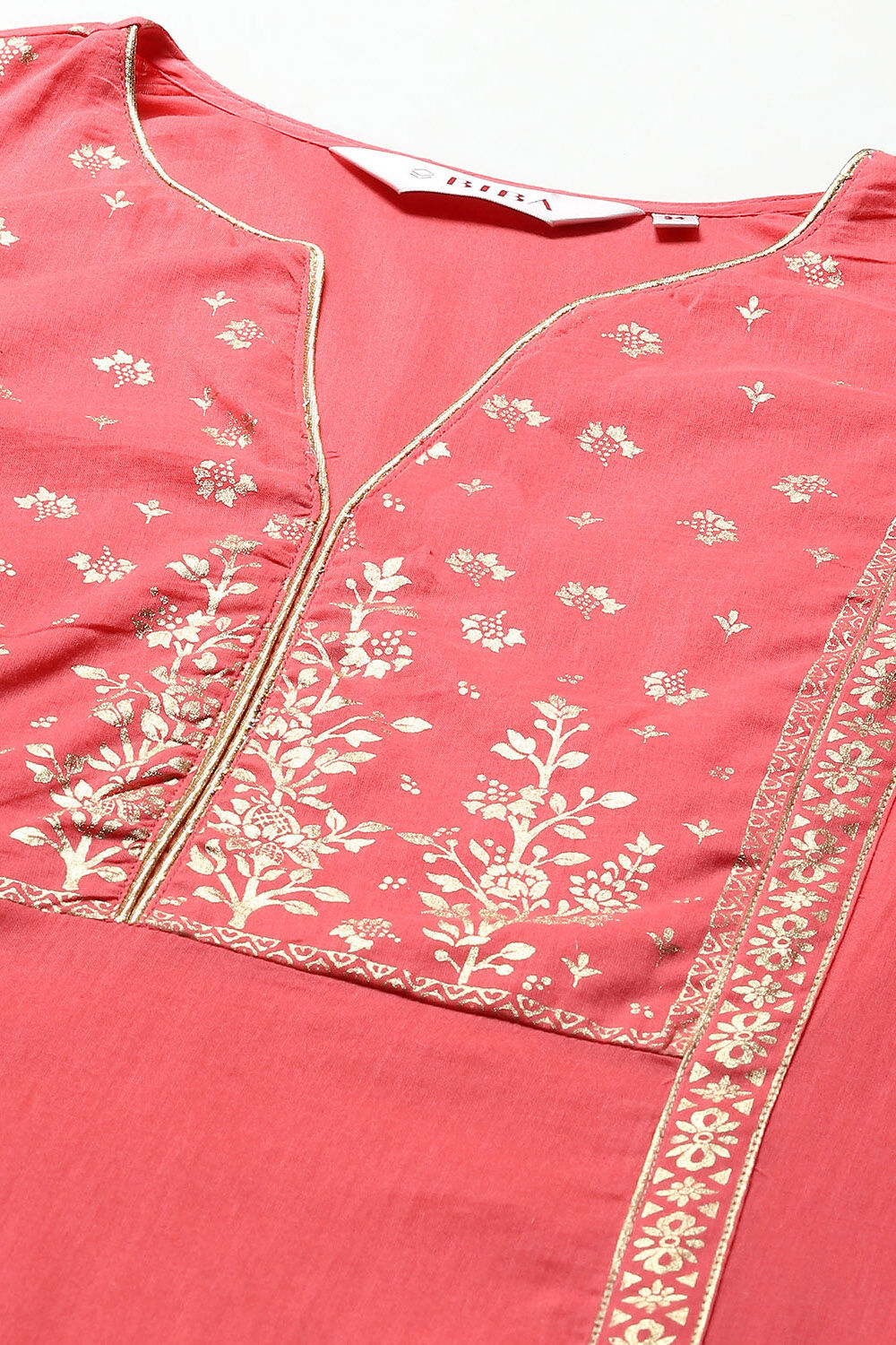 Green Cotton Flared Printed Kurta image number 1