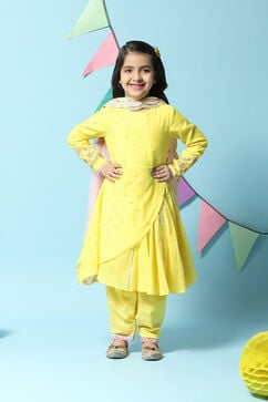 Yellow Cotton Kurta Salwar Suit Set image number 7