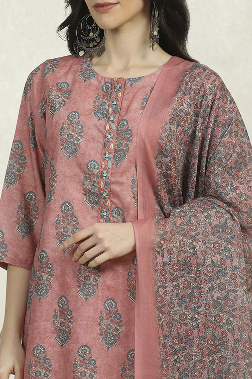 Lime Green Cotton Digital Print Unstitched Suit Set image number 2