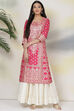 Fuchsia Silk Straight Printed Kurta