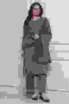 Green Printed Straight Winter Suit Set image number 0