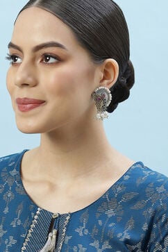Oxidised Multicolor Brass Earrings image number 3
