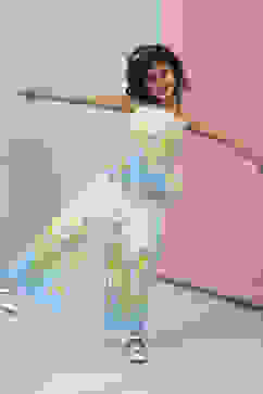 White Cotton Floral Printed Top and Pant Set image number 6