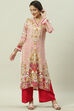 Peach Rayon Straight Printed Kurta