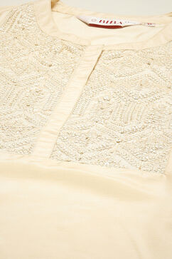 Beige Cotton Blend Kurti image number 1