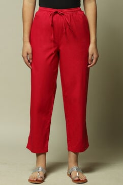 Fuschia Cotton Solid Pant image number 1