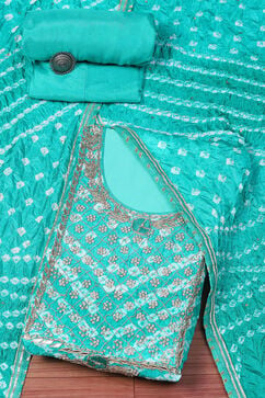 Blue Green Silk Blend Unstitched Suit set image number 0