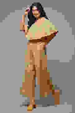 Yellow LIVA Printed Jumpsuit image number 0