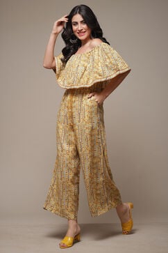 Yellow LIVA Printed Jumpsuit image number 0