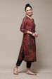 Dull Red LIVA Straight Printed Kurta image number 3