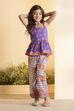 Purple Cotton Peplum Kurta Set image number 6